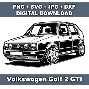 Volkswagen Golf GTI SVG: Classic Car Vector Files (Digital Download