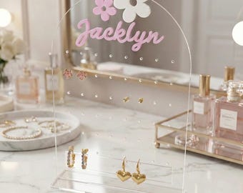 Personalized Earring Stand, Custom Name Earring Holder, Earring Organizer Gift, Teen Girl Birthday Gift, Dorm Room Decor