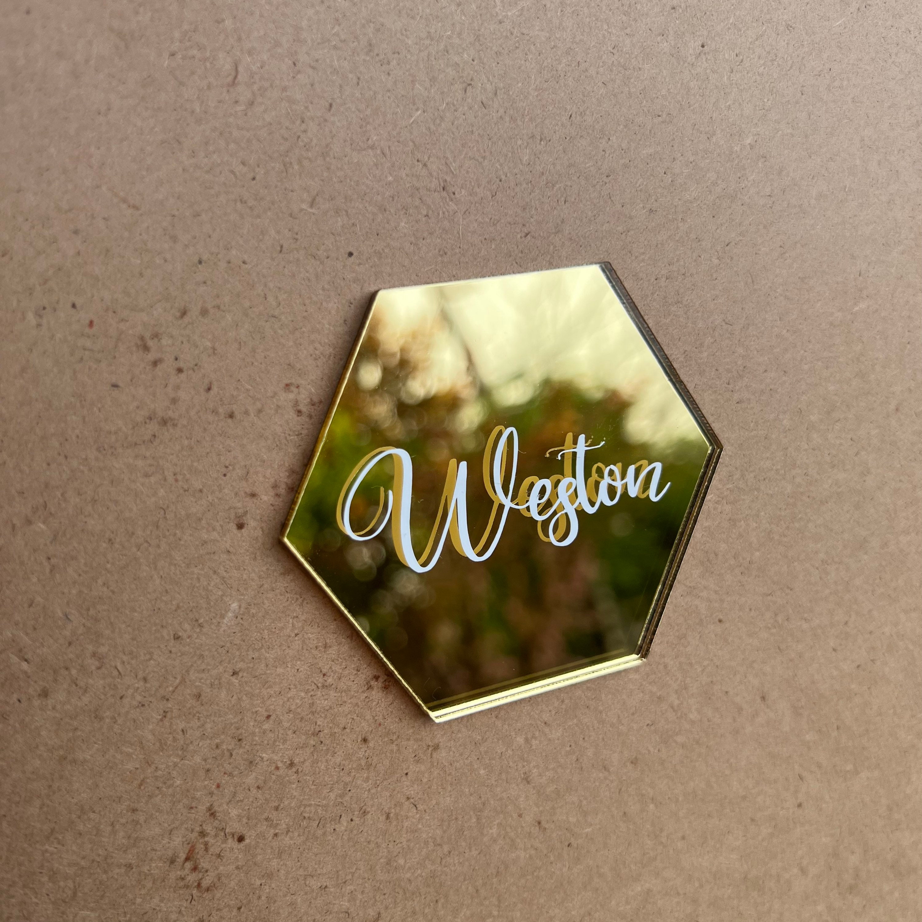 Hexagon Acrylic Place Cards Table Setting Black Acrylic Placecards