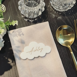 Cloud shaped place cards | Acrylic place cards | Table setting | White Placecards | Party Favors | Event table decor | dreamy cloud inspired