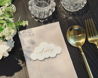 Cloud shaped place cards | Acrylic place cards | Table setting | White Placecards | Party Favors | Event table decor | dreamy cloud inspired