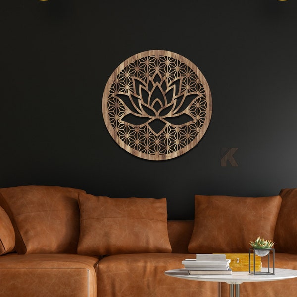 Lotus Mandala Wall Art - Lotus Wall Decor - Mandala Wood Decor - Wood Wall Art - Wooden Decoration Panel Wooden Wall Panel – Wood Art Decor