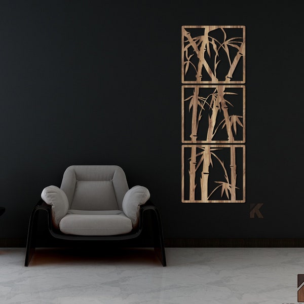 Bois de bambou - Art mural bambou - Arbre - Art mural bois - Art mural bois - Panneau décoratif en bois - Art mural en bois