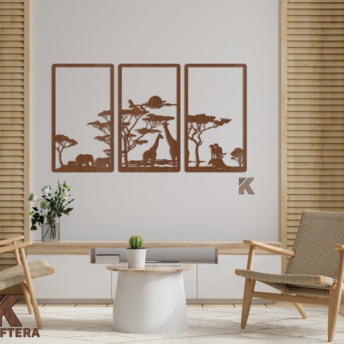 Africa Safari Wall Decor Animals Wood Decor Wood Wall Art Etsy