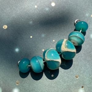 Set di sei onde da spiaggia / perle di vetro murano fatte a mano