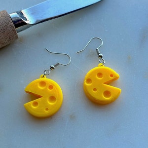 Cheese Earring - Cheese Wheel Earrings - Dangly Cute Realistic Food Earrings