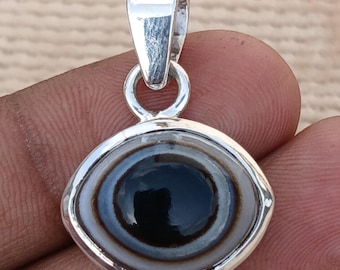 Natural Agate Eyes Pendant 925 Sterling Silver Women Personalized Necklace Anniversary Jewelry Gift Unique Agate Crystal Eye Necklace