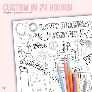 Personalized Birthday Coloring Page for Kids: Custom Party Activity (Digital Download)