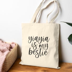 Yiayia Is My Bestie Tote Bag: Greek Grandma Gift