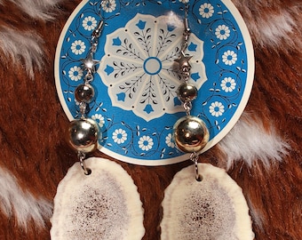 Silver Elk Antler Earrings