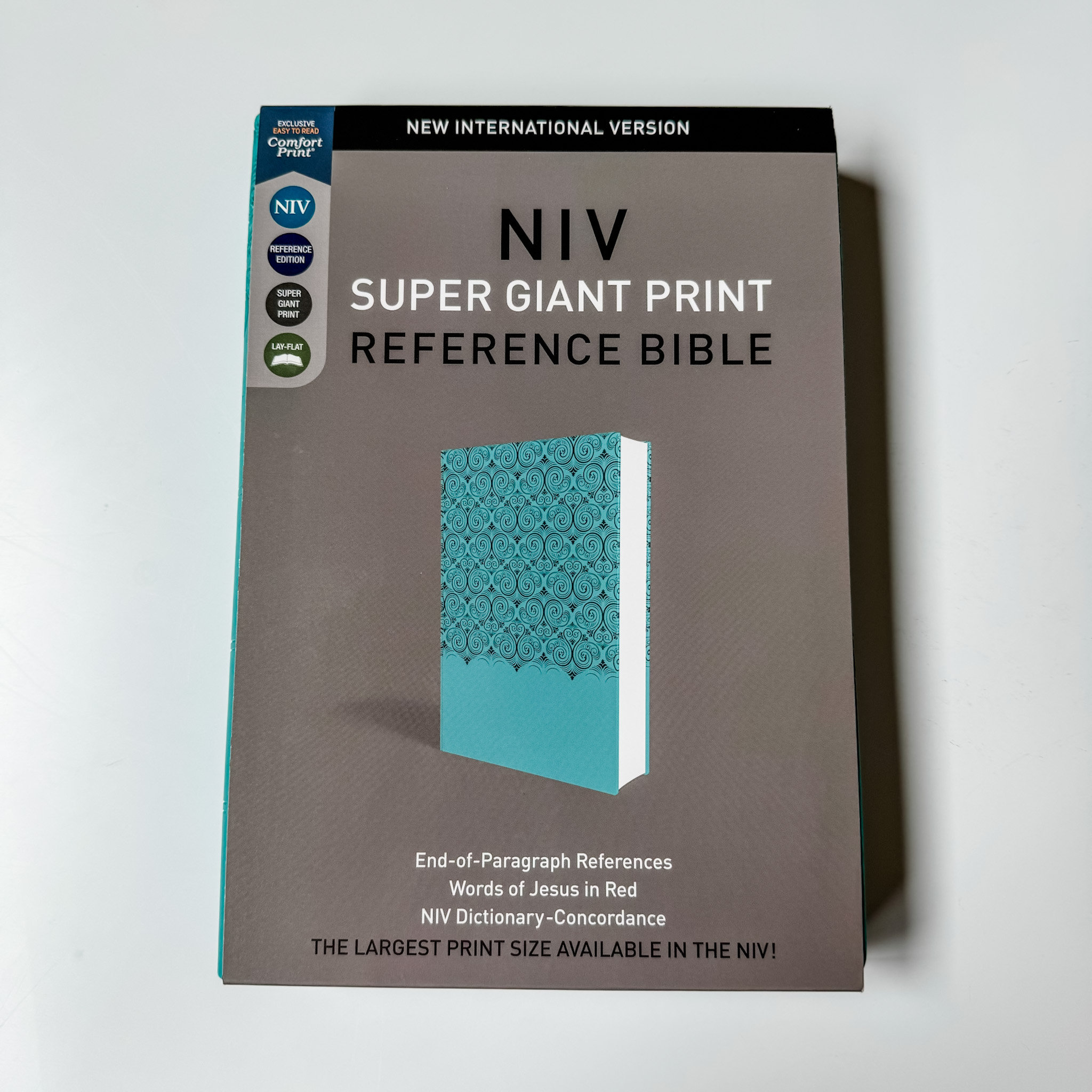 NIV Super Giant Print Reference Bible PERSONALIZED Two Tone Teal
