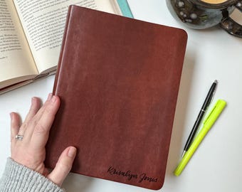 NLT Journaling Bible - PERSONALIZED - Brown - Jesus' Words in Red - Includes Custom Engraved Name