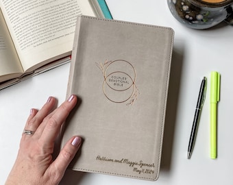 NIV Couple's Devotional Bible - PERSONALIZED - White Devotional Bible - Includes Custom Engraved Name