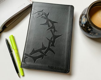 ESV Bible - PERSONALIZED - Black Thinline Bible with Crown of Thorns - Includes Custom Engraved Name