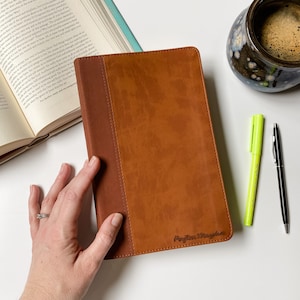 NIV Bible - PERSONALIZED - Two-Tone Light Brown Large Print - Includes Custom Engraved Name