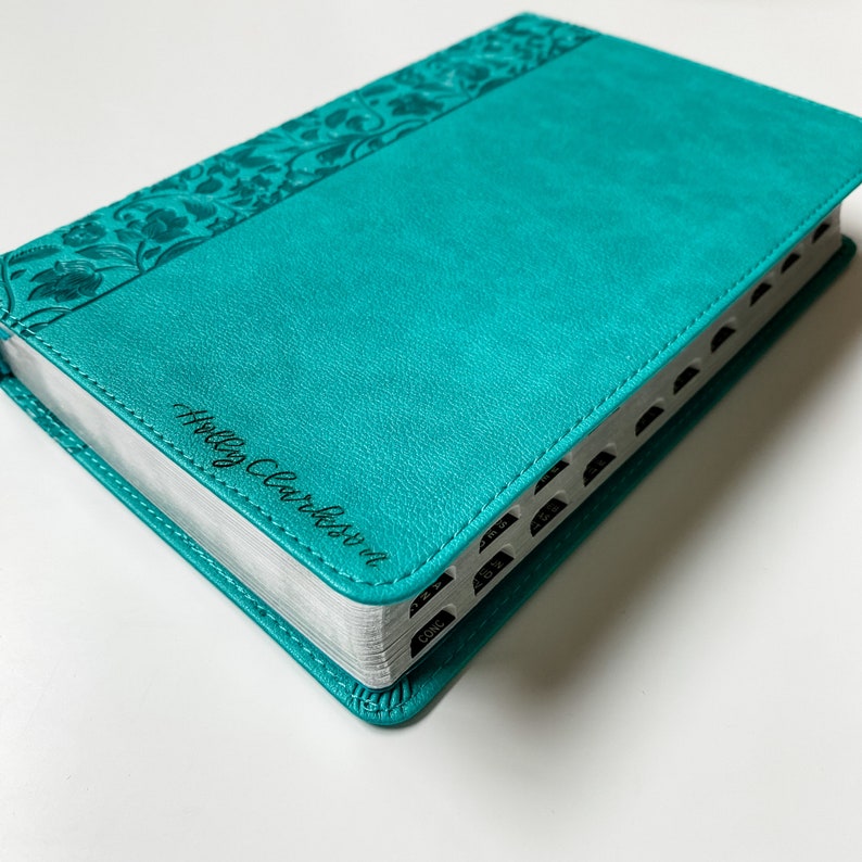 CSB Large Print Reference Bible - PERSONALIZED - Teal With Floral Spine ...