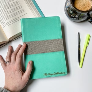 CSB Reference Bible - PERSONALIZED - Mint Green with Textured Gray Strip - Includes Custom Engraved Name