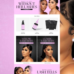 May include: A promotional image for lash products. The image features the text "WHAT'S A GIRL WITHOUT HER LASHES" and "WHERE EVERY LASH TELLS A STORY". It also showcases lash cleanser, lash glue, lash trays, volume lash trays, and classic lash trays.