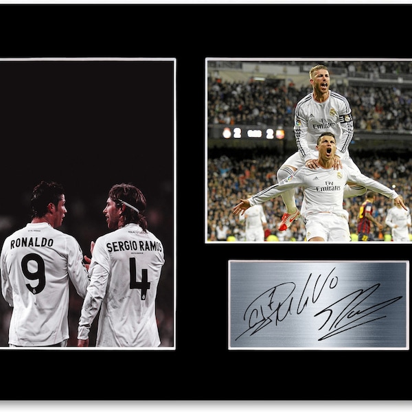 Ronaldo And Sergio Ramos Football Players Signed Printed Gifts Autograph Poster for Football Fans and Supporters A4