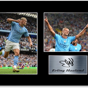 Erling Haaland Man City signiertes gedrucktes Geschenk-Autogramm-Poster für Fußball-Fans und Anhänger