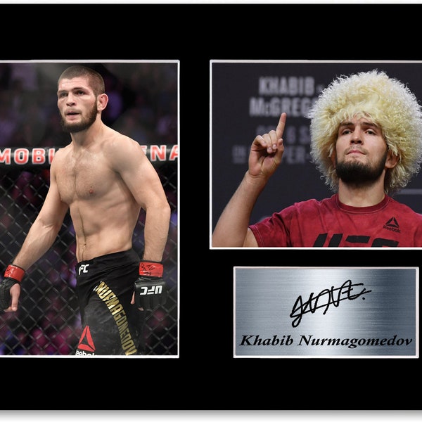 Khabib Nurmagomedov MMA Fighter Champion Affiche autographe signée pour les fans et supporters d'arts martiaux mixtes A4