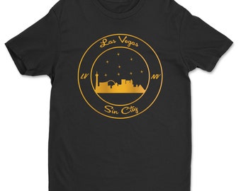 Las Vegas Shirt Mens T-Shirt Vegas Vacation Sin City Gold Vegas Logo Gift for Him Birthday Gift bachelor party Vegas Locals gift for him