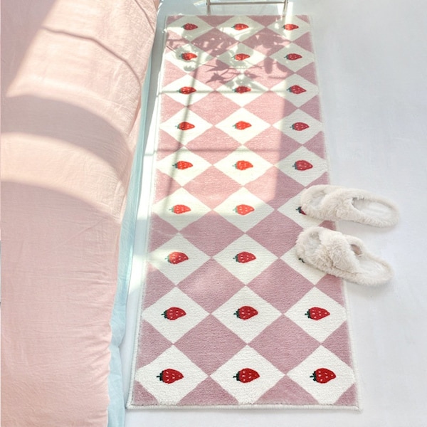 Strawberries and Cream Shoe Mat | Bedroom Rug | Home Deco