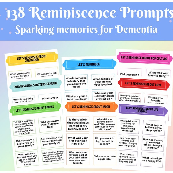 Reminiscence Activity for Dementia/Memory Support/ Alzheimers/Reminiscence Therapy/Senior Adult/Geriatric/Cue Cards/SLP/OT/Nursing