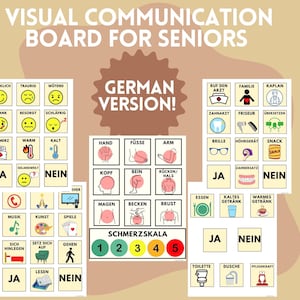 Duits communicatiebord voor senioren/geriatrische communicatie voor non-verbale/beperkte verbale/beeldsymbolen/cue-kaarten/SLP/OT/verpleging/afasie