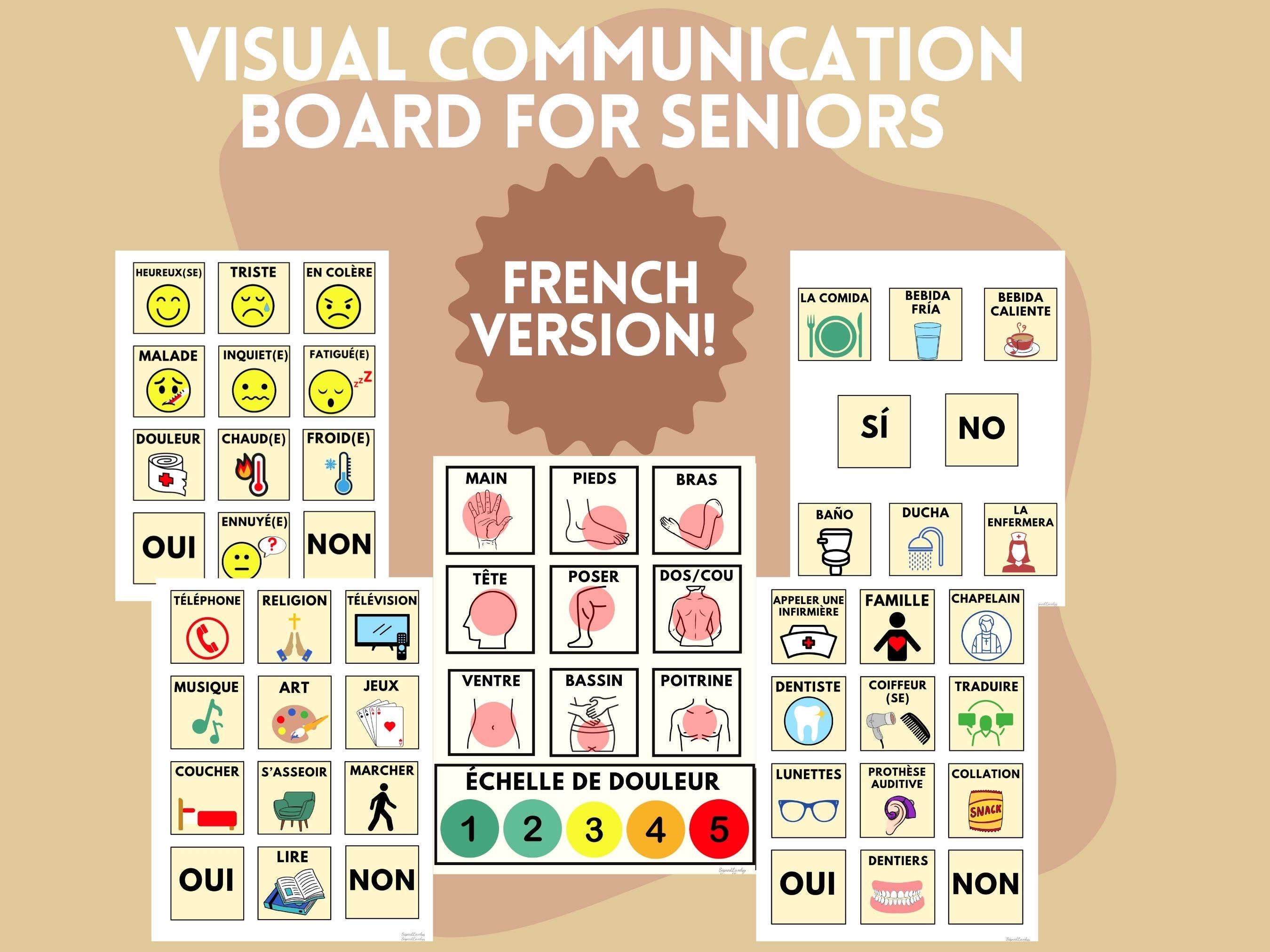 Lot De 6 Tableaux De Communication Pour Adultes Non Verbaux Aphasie - Symboles Colorés - Cartes De Communication Pour Patients Et Enfants (bleu - 10