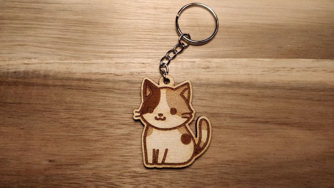 Keychain Cute Kitty Cat, Digital File, Laser Cut File, Svg, Pdf and