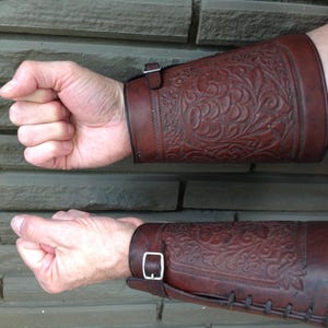 Vintage Antique Leather Embossed Western wrist cuffs