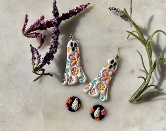 Groovy Ghost Ohrringe | Geister Ohrringe | Halloween Ohrringe | florale Ohrringe