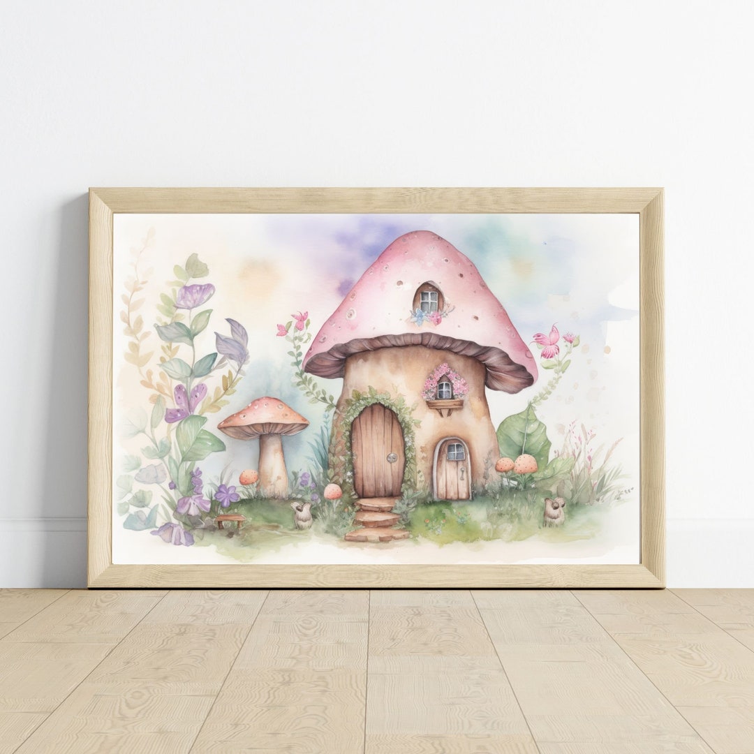 Cute Fairy House, Fairy Garden Wall Art, Mushroom House, Mythical House