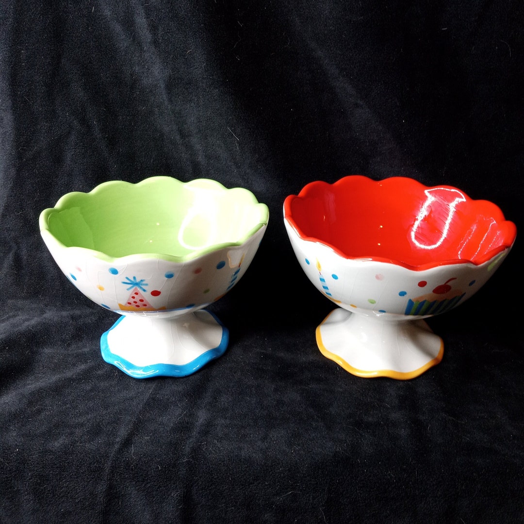 Ceramic Ice Cream Bowls set of 2 Cupcake Collection by Joy Etsy