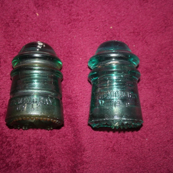 Hemingray blue No.12 and No.9 Insulators. Patent May 2 1893