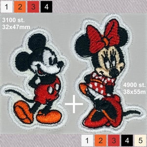 Mickey + Minnie Mouse machine embroidery designs / 2 separated Tajima DST format files / Professional digitizing