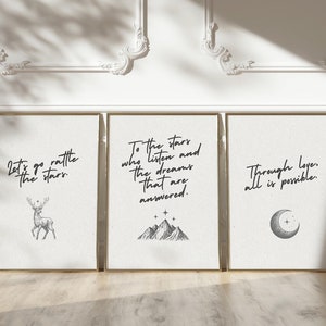 Sarah J Maas set di 3 poster di citazioni di libri ACOTAR Velaris City of Starlight, Crescent City, Throne of Glass BookLover Download digitale Stampa