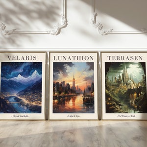 Sarah J Maas set of 3 Prints ACOTAR Velaris City of Starlight, Crescent City, Throne of Glass Instant Digital Download Art Print, BookLover image 6