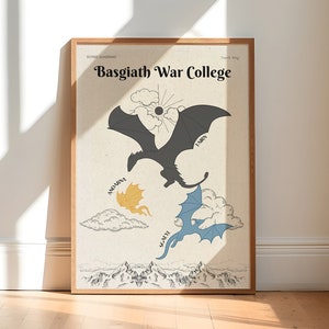 Basgiath War College Bookish Merch Fourth Wing Dragon Art Print with Tairn, Andarna an Sgaeyl digital art, Xaden and Violet Sorrengail