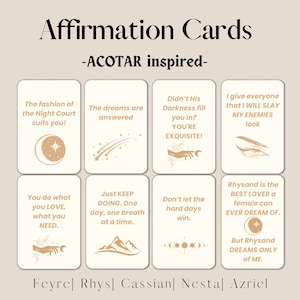 ACOTAR- Rhysand, Feyre, Cassian, Nesta und Azriel Digital Art Print; Sarah J Maas inspiriert druckbare Affirmationskarten; Velaris; Nachthof