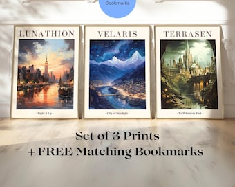 Sarah J Maas Universe Poster Set: Velaris City of Starlight, Terrasen, Lunathion (Digital Download)