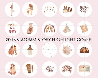 Mom Instagram Templates, Highlight Icons, Mom Life Instagram Highlights, Baby & Pregnancy Instagram Story Covers, Mama Blogger Icons.