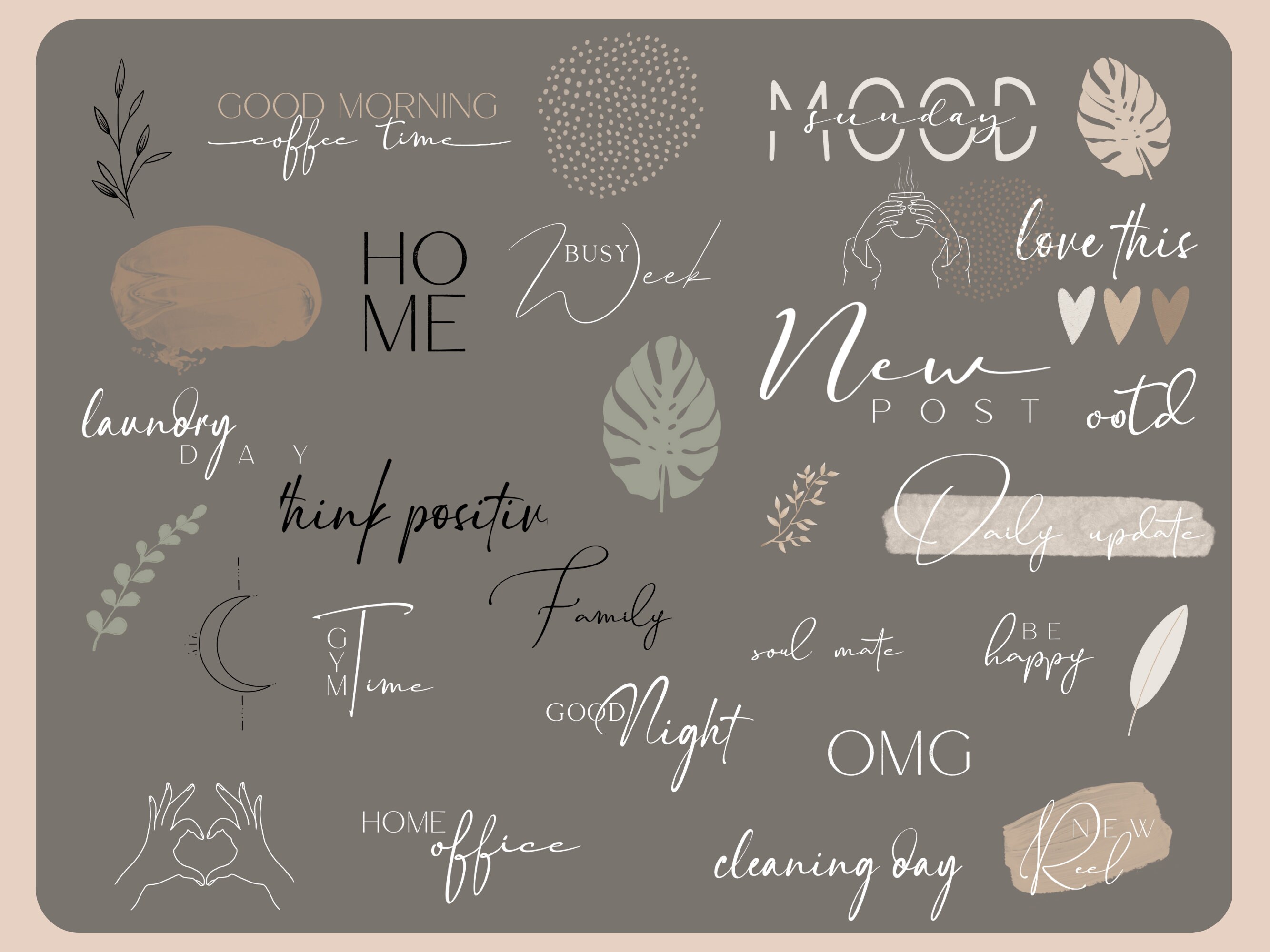 160+ Instagram Story Sticker | Everyday | Basics | Daily | PNG | Beige ...