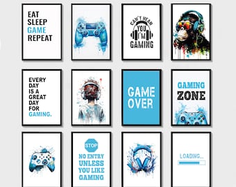 Gaming Prints, Games Poster, Gaming Room Decor, Gaming Wall Art, Gaming Gift, Boys Bedroom Decor, Teen Room Prints, Gamer Decor, Set of 20