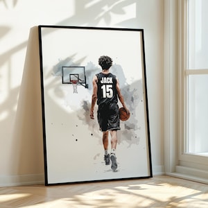 Personalised Boys Basketball Print Boys Room Decor Custom Basketball Poster Basketball Gift For Boys Basketball Player Wall Art For Boys
