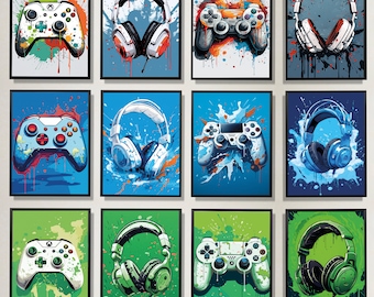 Gaming Prints, Set of 12 Mega Bundle, Gaming Posters, Gaming Wall Art, Gaming Room Decor, Gamer Gift, Games Room Art, Boys Bedroom DIGITAL