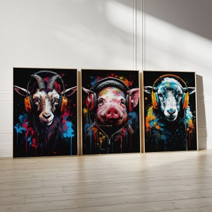 Animal Gaming Prints, Gaming Poster, Gaming Wall Art Set of 3, Gaming Room Decor, Gamer Gift, Boys Bedroom Decor, Video Game Print, Digital