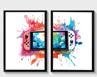 Retro Gaming Prints, Gaming Poster, Gaming Wall Art Set of 2, Gaming Room Decor, Games Room Art, Boys Bedroom Decor, Video Game Print