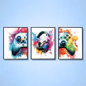 Set of 3 Gaming Prints, Gaming Posters A4, Gamer Wall Art, Boys Bedroom Decor, Games Room Decor, Gaming Gifts For Boys, Digital Prints